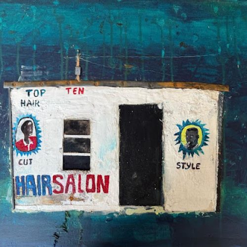 Oil, acrylics, metal on wood panel, 50 × 60 cm | 19.7 × 23.6 in