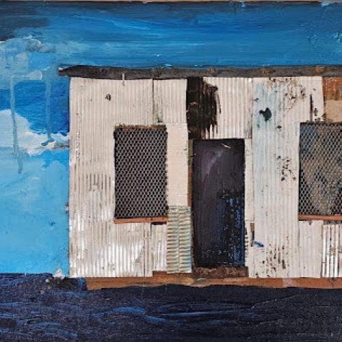 Oil, acrylics, metal on wood panel, 30 × 40 cm | 12 × 16 in
